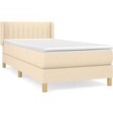 vidaXL Box spring postelja z vzmetnico krem 90x190 cm blago | Shoptok.si