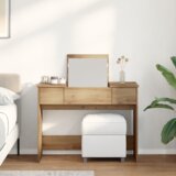 vidaXL Toaletna miza z ogledalom Oblikovan hrast 100x45x76 cm | Shoptok.si