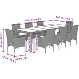  9-dijelni vrtni blagovaonski set s jastucima poliratan i staklo | shoptok.hr