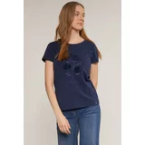 Monnari Woman's T-Shirts T-Shirt With Decorative Panel Navy Blue