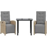  3-dijelni bistro set s jastucima bež od poliratana 80 cm table length | Shoptok.si