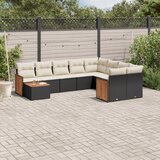 vidaXL 10-dijelni set vrtnih sofa s jastucima crni od poliratana | shoptok.hr