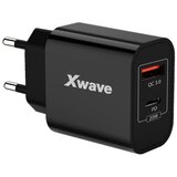 X Wave H20AC 20w Brzi ZIDNI punjač za mobilne,tablete, usb-C usb-A ,CRNI Cene