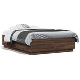  Okvir za krevet s LED svjetlima boja hrasta 135 x 190 cm drveni | Eponuda.com