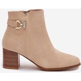 Boto Insulated Women's ankle boots on heel with gold detail beige Renora | shoptok.hr