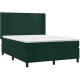  box spring s madracem LED tamnozeleni 140x200 cm baršun | shoptok.hr