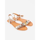 Shelvt Golden flat sandals with colorful studs | Shoptok.si