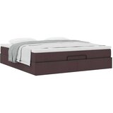 vidaXL Otomanski krevet s madracem tamnosmeđi 160x200cm od tkanine | shoptok.hr