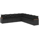  9-dijelni set vrtnih sofa s jastucima crni od poliratana | shoptok.hr