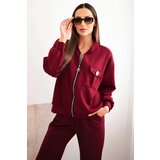 Kesi Włoski Women's set made of viscose with a button-up blouse and pants plum Cene