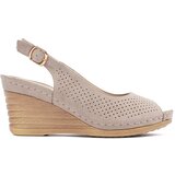 GOODIN Openwork beige wedge sandals | Shoptok.si