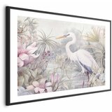  Plakat - Heron Wading in a Pond - illustration in light colors 90x60 Crni okvir s margom | shoptok.hr