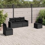  5-dijelna vrtna garnitura od poliratana s jastucima crna 66 x 62 x 69 cm | shoptok.hr