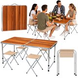  Set kamperskog namještaja, sklopivi stol, 4 stolice, drveni kofer | shoptok.hr