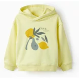 Zippy Bombažen pulover za dojenčka rumena barva, s kapuco