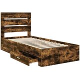  Krevetna konstrukcija Dimljeni hrast i srebrna 75 x 190 cm | shoptok.hr