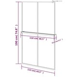 Pregrada za tuš s policom crna 118x190 cm staklo ESG i aluminij | shoptok.hr