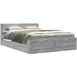 Furnova Posteljni okvir z vzglavjem siva sonoma 120x190 cm inž. les, (21937393) | Shoptok.si