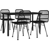  5-dijelni vrtni blagovaonski set od poliratana crni Crna Dužina stola 140 cm | Shoptok.si