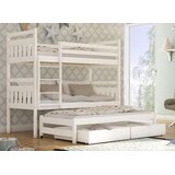 Molarem Home Drveni dječji krevet na kat Seweryn s tri kreveta i ladicom - bijeli - 200x90 cm - Bez madraca | shoptok.hr