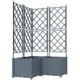 vidaXL Vrtna sadilica s trellis-om 3 kom Svjetlosiva 80x80x143 cm | shoptok.hr