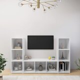 vidaXL TV omarice 3 kosi visok sijaj bele 107x35x37 cm iverna plošča | Shoptok.si