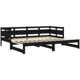  Izvlečna dnevna postelja črna trdna borovina 2x(90x190) cm, (20643985) | Shoptok.si