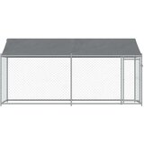  Kavez za pse s krovom i vratima sivi 4x2x2 m pocinčani čelik | shoptok.hr
