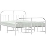 Metalni okvir kreveta uzglavlje i podnožje bijeli 150 x 200 cm | shoptok.hr
