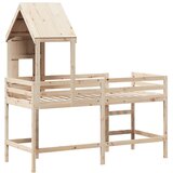  Krevet na kat s ljestvama i krovom 80x200 cm od borovine | shoptok.hr