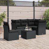 6-dijelni set vrtnih sofa s jastucima crni od poliratana | shoptok.hr