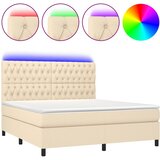  Krevet box spring s madracem LED krem 160x200 cm od tkanine | shoptok.hr