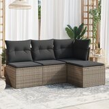 vidaXL 4-dijelni set vrtnih sofa od poliratana s jastucima sivi Cijene