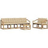 vidaXL Zunanja garnitura za sedenje z blazino 7 pcs Bela in bež, (5000271266) | Shoptok.si
