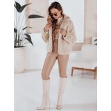 DStreet Płaszcz damski futerkowy GLAMFLUFFY krótki beżowy | shoptok.hr
