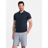 Ombre BASIC men's single color pique knit polo shirt - navy blue | Shoptok.si