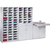 eurokraft pro Omara za pripomočke z urejevalno mizo, VxŠxG 942 x 913 x 440 mm, z zaklepanjem, svetlo siva RAL 7035 | Shoptok.si