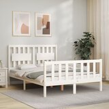 Maison Chic Posteljni okvir - Dvoposteljna postelja - Zakonska postelja z vzglavjem bel trden les-J15782, (21770951) | Shoptok.si