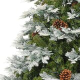  Božićno drvce s LED svjetlima i češerima zeleno 225 cm PVC i PE | shoptok.hr