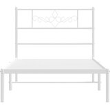 vidaXL Kovinski posteljni okvir z vzglavjem bel 75x190 cm | Shoptok.si
