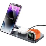 Hoco bežični punjač 3u1 sklopivi kompatibilan sa magsafe i apple watch 3A 15W CQ22 sivi | ePonuda.com
