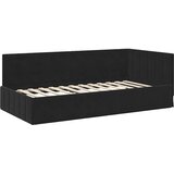  Kutni okvir kreveta s uzglavljem Crna 100 cm x 200 cm Baršun | shoptok.hr