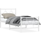 vidaXL Kovinski posteljni okvir z vzglavjem in vznožjem bel 75x190 cm | Shoptok.si