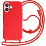 AVIZAR Ovitek za iPhone 17 silikonski Soft Touch z nastavljivo vrvico za okoli vratu, Rdeča, (5000190070) | Shoptok.si