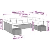  Sjedeća garnitura za vrt 9 kom. Bež poliratan 289 x 209 x 69 cm | Shoptok.si