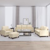 vidaXL Sedežna garnitura 4-delna z blazinami krem blago | Shoptok.si