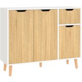 Maison Chic Komoda - Predalnik bela in sonoma hrast 90x30x72 cm inženirski les, (21722647) | Shoptok.si