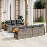 Maison Chic Seti vrtnega pohištva - Vrtna garnitura - Vrtni pohištvo set 8-delna z blazinami siv poli ratan, (21800152) | Shoptok.si