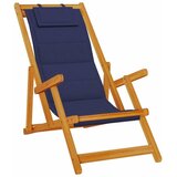  zložljiv stol za na plažo, trden akacijev les, modra | Shoptok.si
