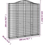  Obokane gabion košare 4 kosa 200x30x200/220 cm pocinkano železo, (20798898) | Shoptok.si